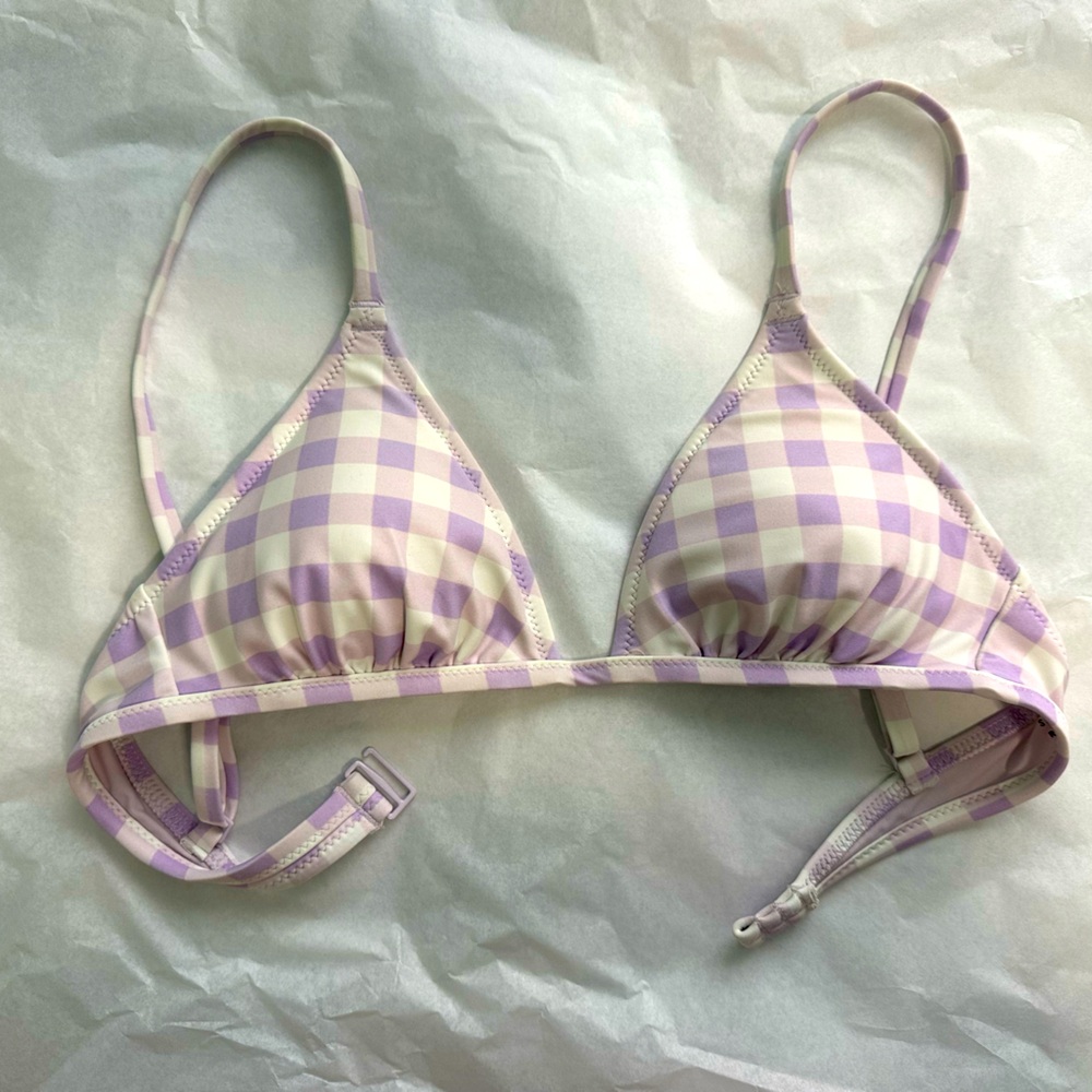Aerie LIKE NEW Lavender Checkered Bikini Top